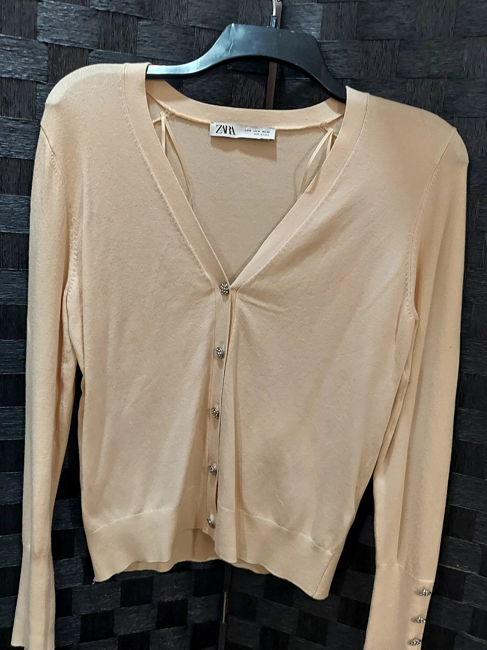 Zara Cream V-Neck Button-Front Women's Sweater